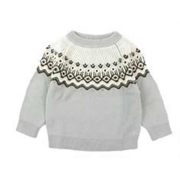 Fub Unisex Boy Girl Pale Sage Merino Wool Fair Isle Sweater size 8 - Picture 1 of 9